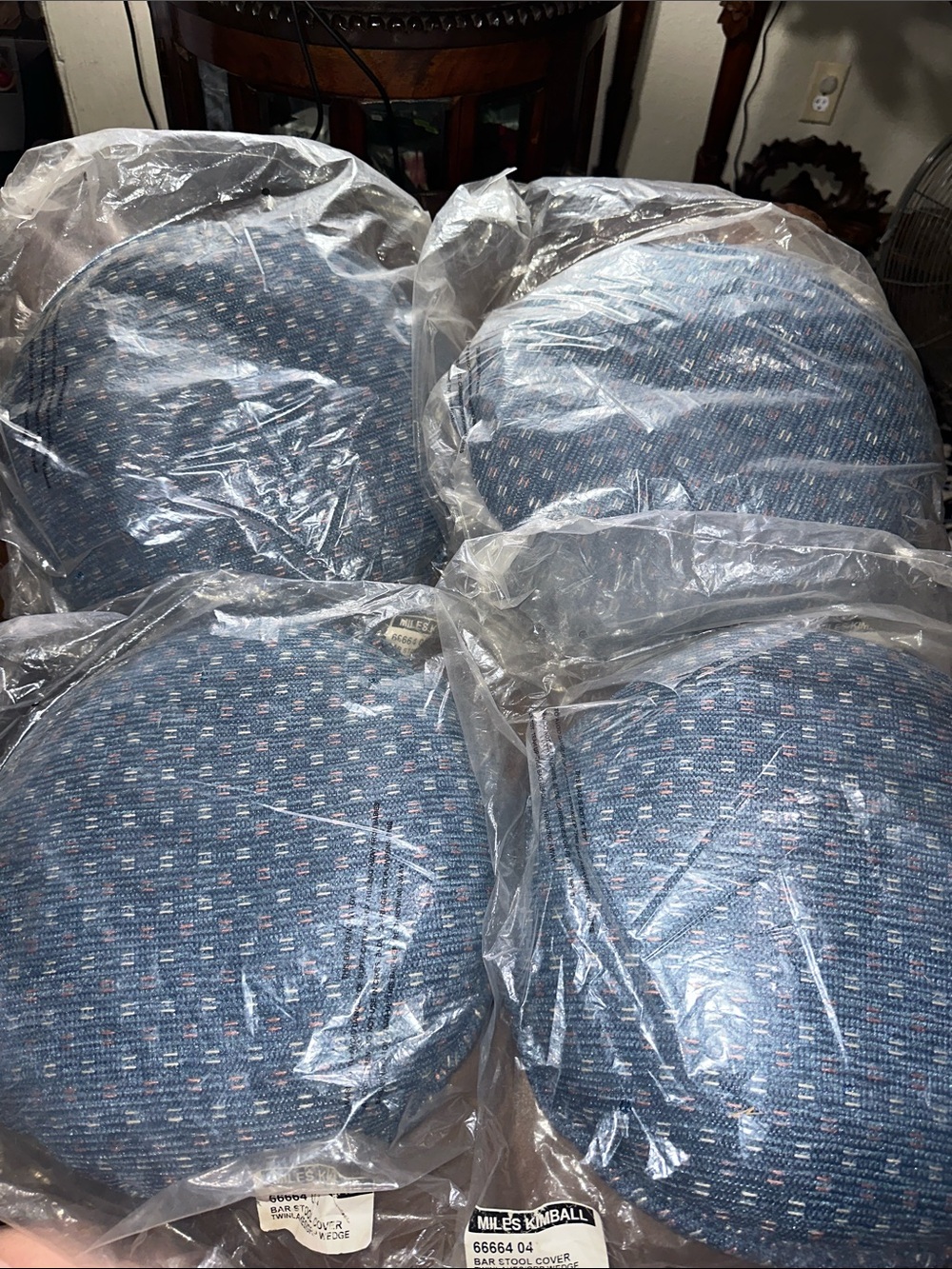 Set of 4 Blue Upholstery barstool Seat Covers